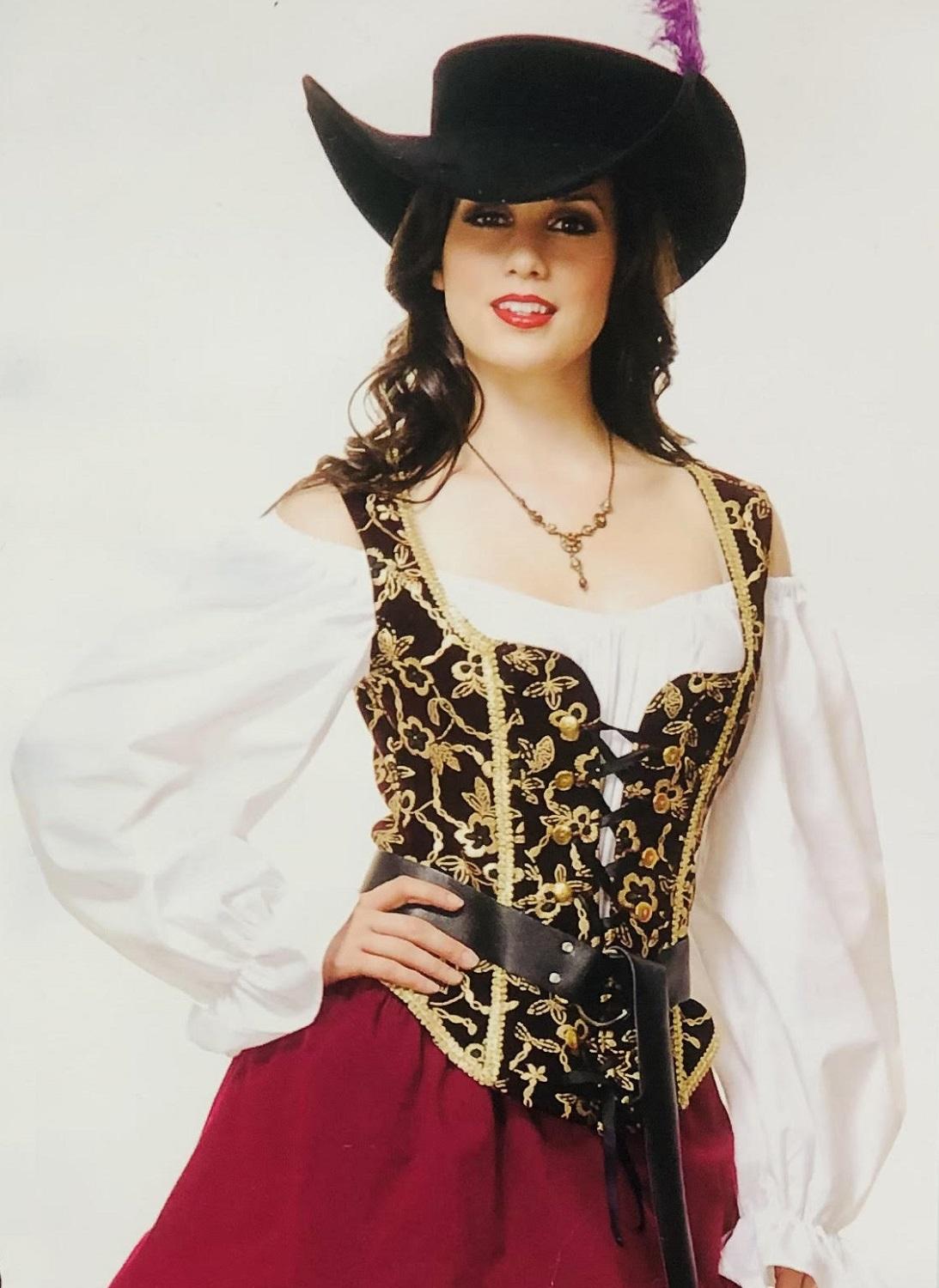 Corset Bodice Top Renaissance Lady Wench Fancy Dress Up Halloween Adult Costume - Picture 3 of 4