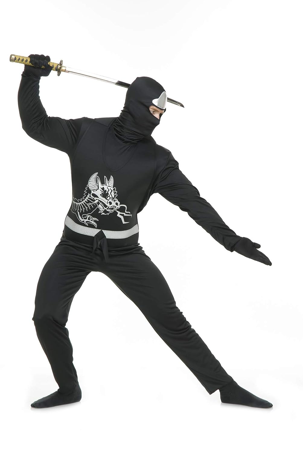 Ninja Avenger Martial Arts Warrior Fancy Dress Halloween Adult Costume 3 COLORS - Picture 7 of 8