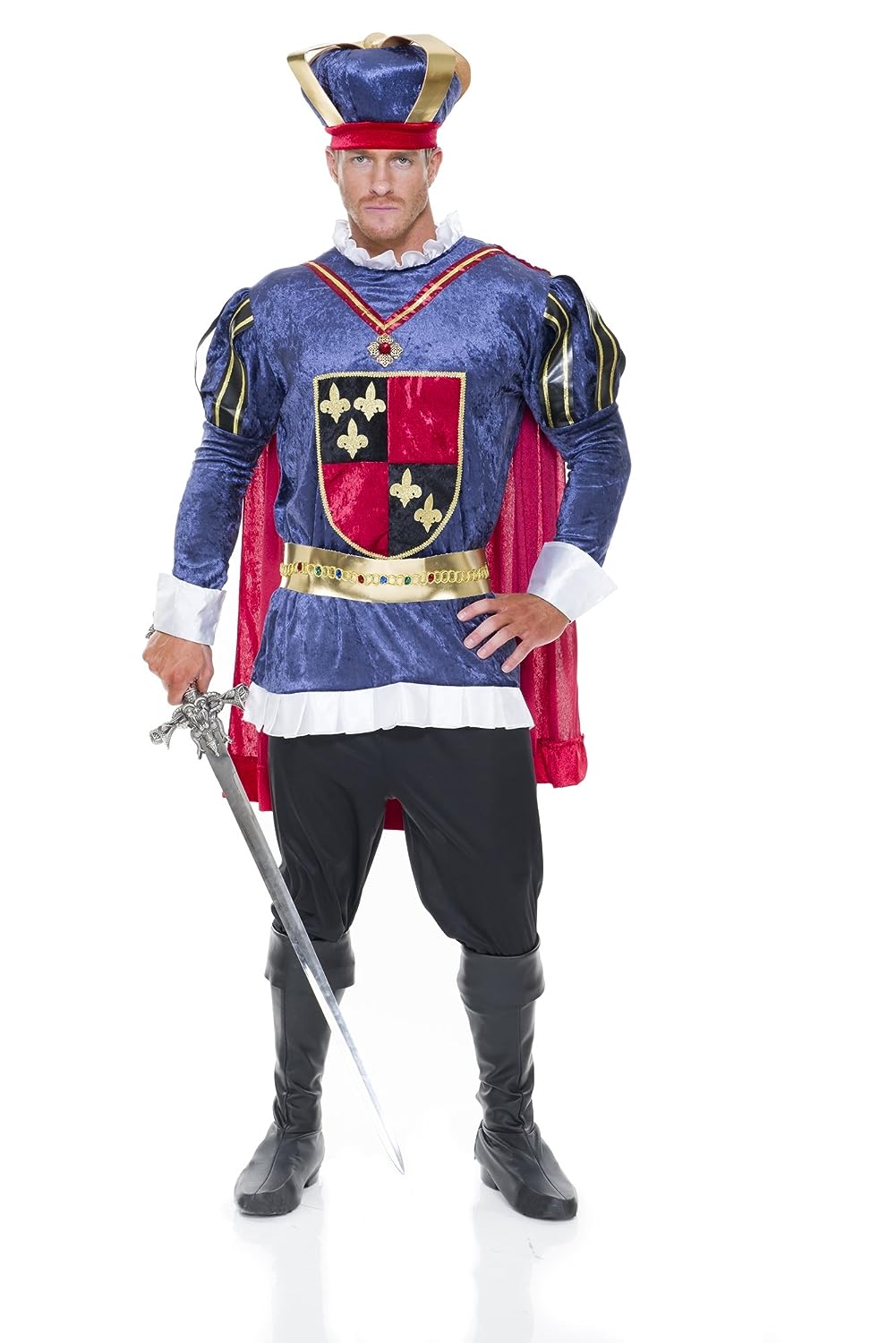 King Medieval Prince Ruler Royalty Fancy Dress Up Halloween Deluxe Adult Costume - Picture 5 of 10