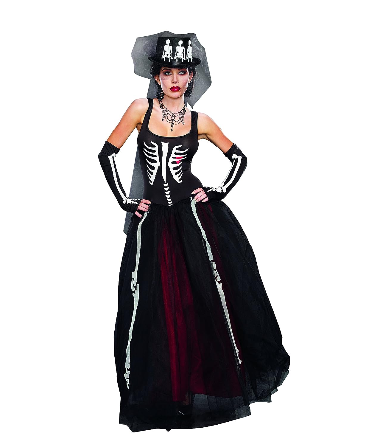 Ms. Bones Skeleton Girl Dead Skull Gothic Fancy Dress Halloween