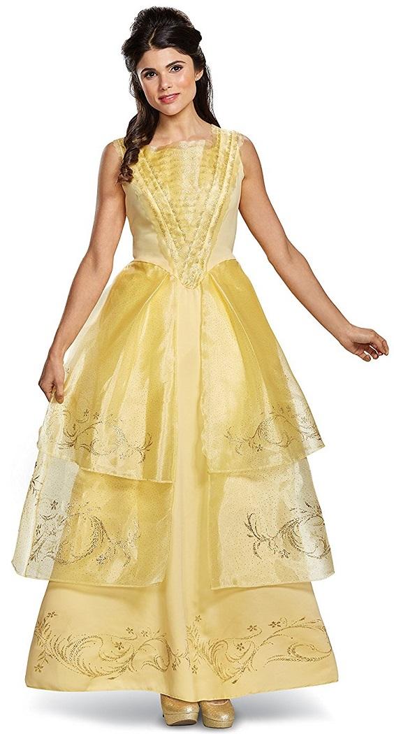 Belle Ball Gown Deluxe Disney Beauty Beast Fancy Dress Halloween Adult Costume - Picture 9 of 10