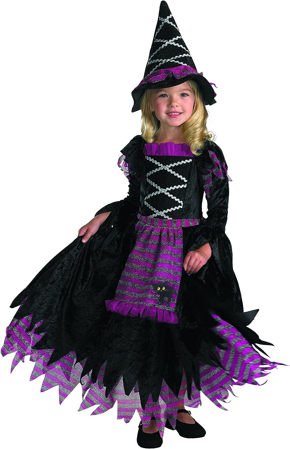 Fairytale Witch Wicked Black Purple Fancy Dress Up Halloween Child Costume - Picture 5 of 8
