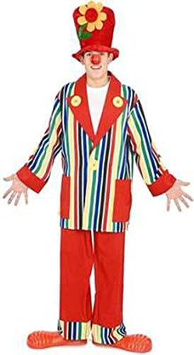 Clownin Around Circus Clown Stripe Fancy Dress Up Halloween Deluxe Adult Costume