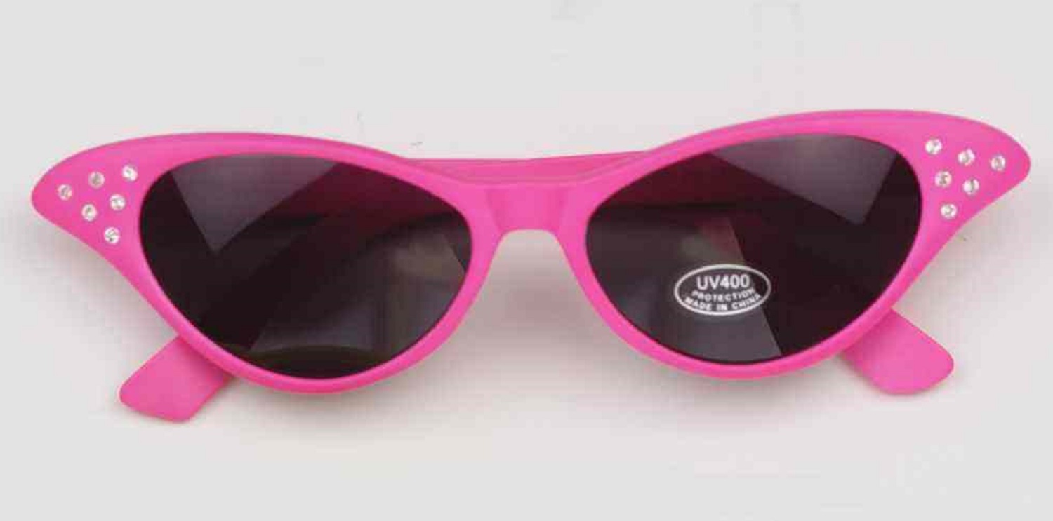 80's Rhinestone Neon Glasses Cat Eye Halloween Adult Costume Accessory 4 COLORS - Picture 4 of 5
