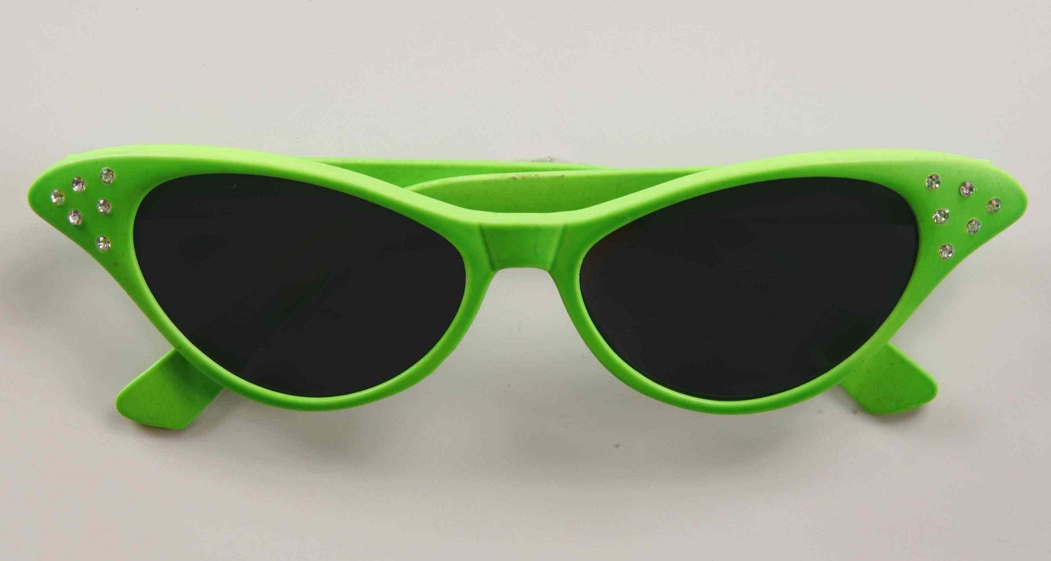 80's Rhinestone Neon Glasses Cat Eye Halloween Adult Costume Accessory 4 COLORS - Picture 2 of 5
