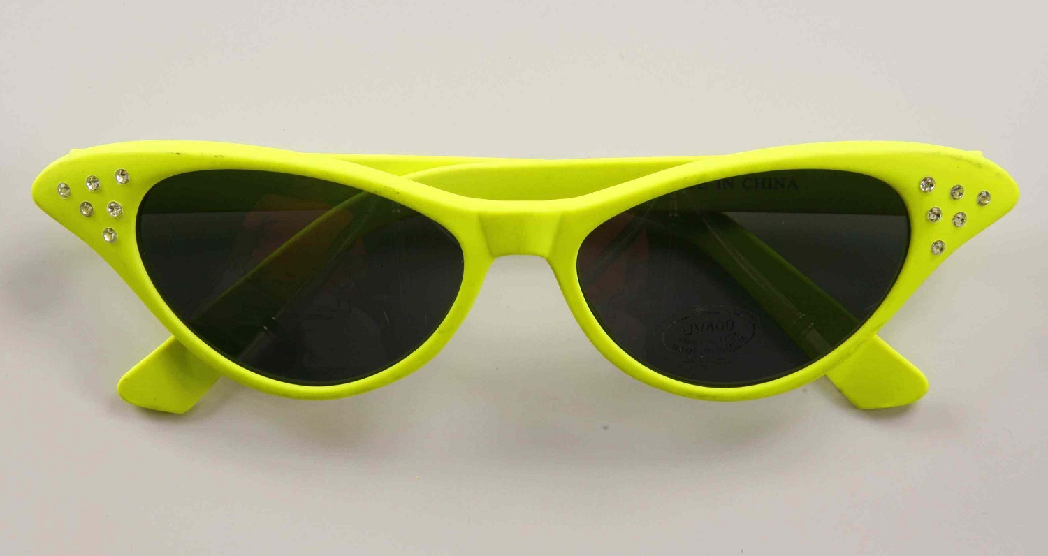 80's Rhinestone Neon Glasses Cat Eye Halloween Adult Costume Accessory 4 COLORS - Picture 5 of 5