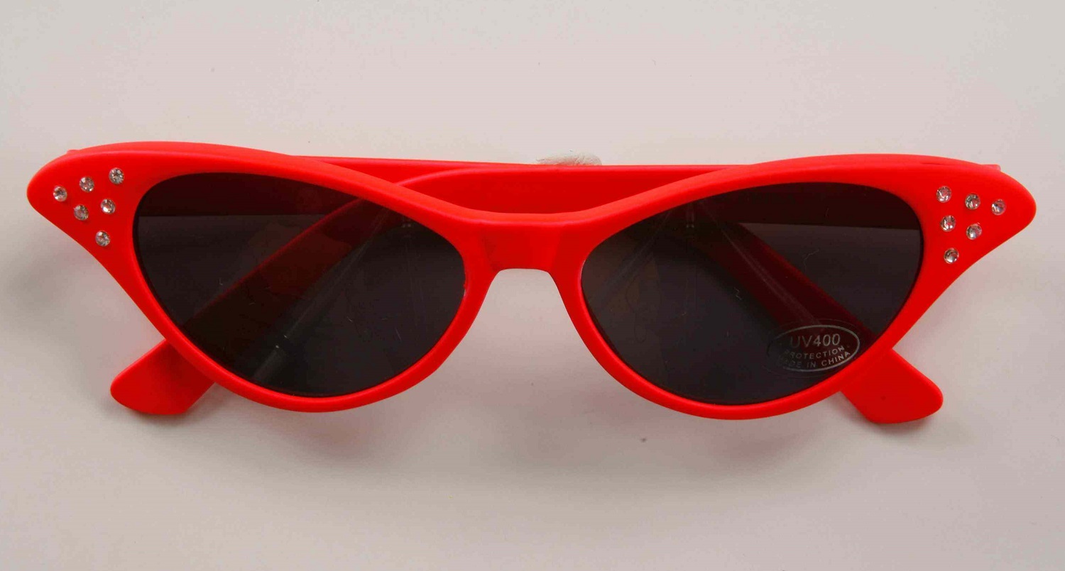 80's Rhinestone Neon Glasses Cat Eye Halloween Adult Costume Accessory 4 COLORS - Picture 3 of 5