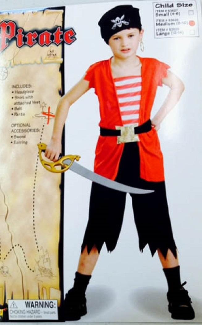 Pirate Caribbean Buccaneer Classic Fancy Dress Up Halloween Child Costume - Picture 3 of 4