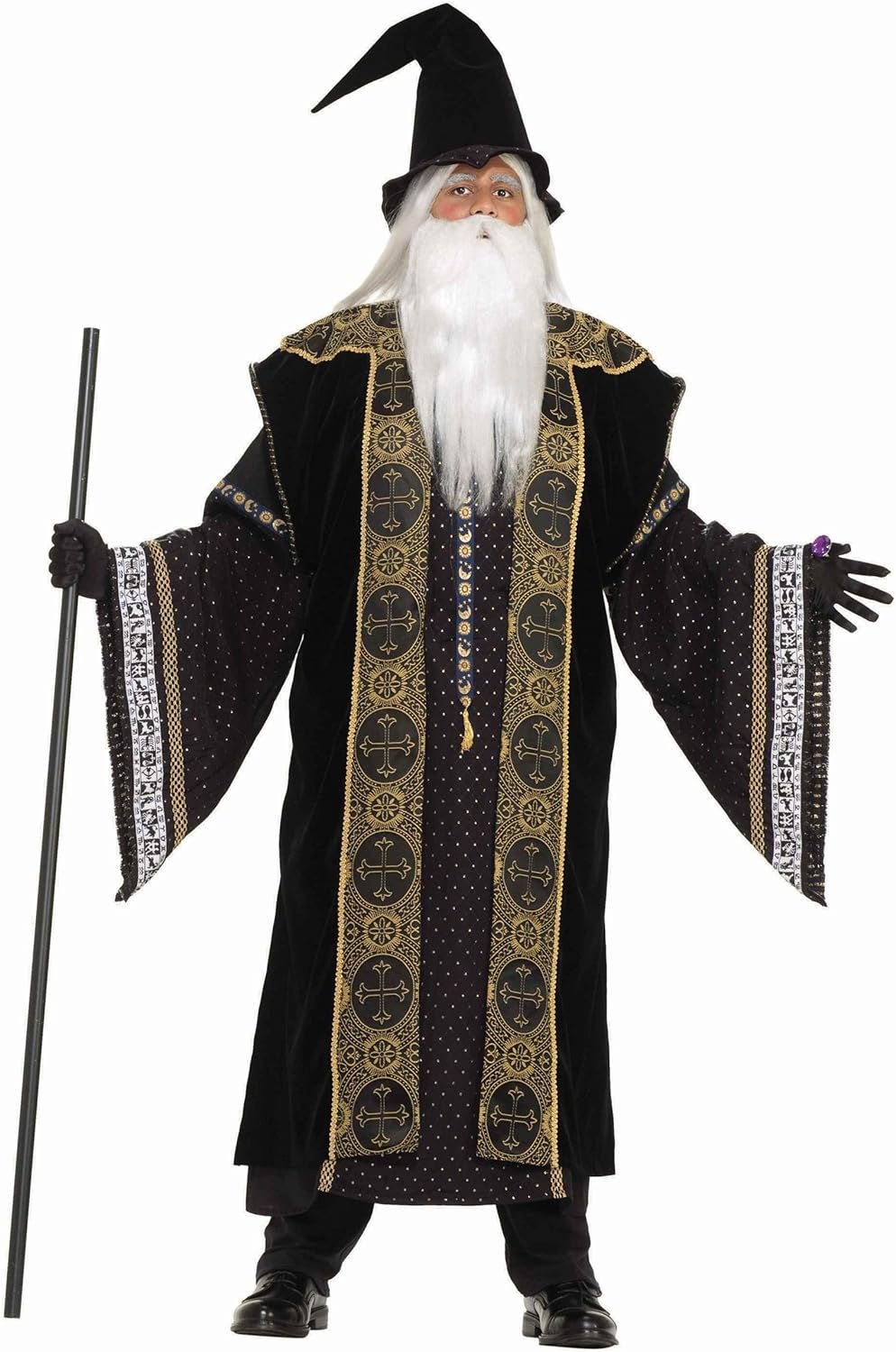 Wizard Merlin Medieval Sorcerer Deluxe Fancy Dress Up Adult Halloween Costume - Picture 7 of 8