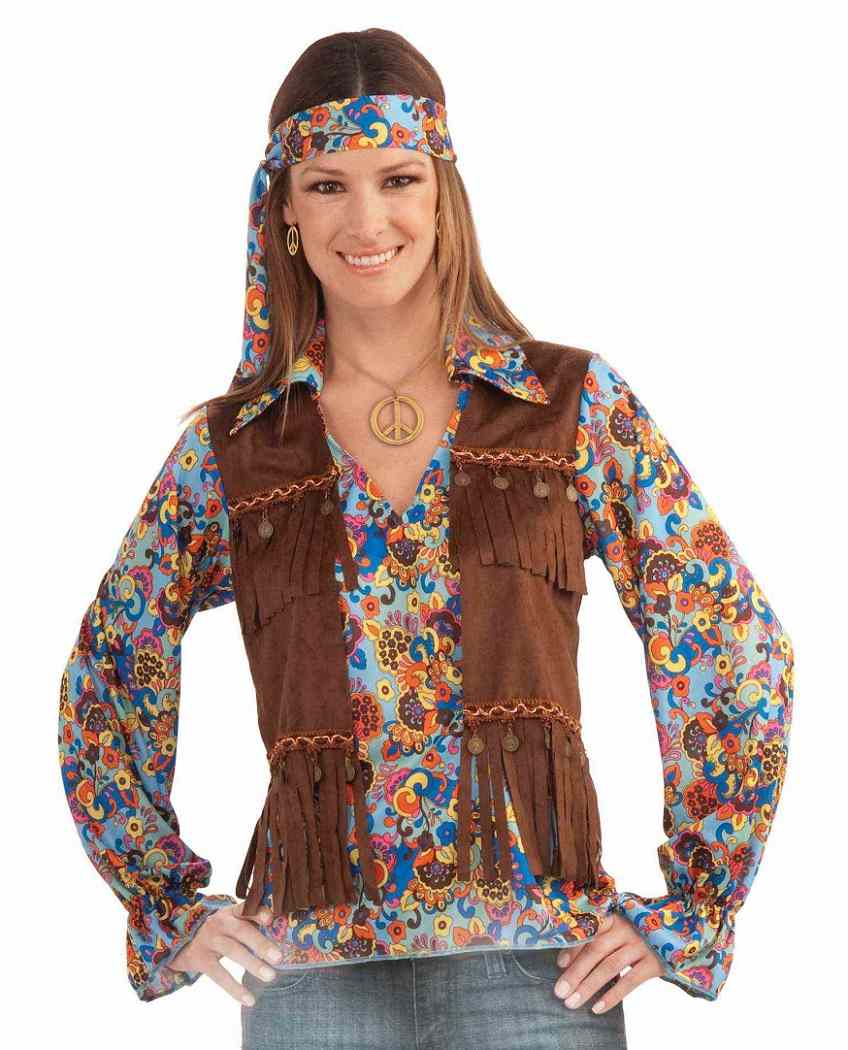 Groovy Set Female 60's Hippie Woodstock Fancy Dress Up Halloween