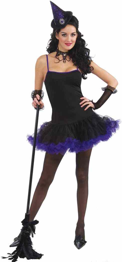 Hexe Petticoat Slipperkleid böse lila Kostüm Halloween Erwachsene Kostüm - Bild 1 von 4