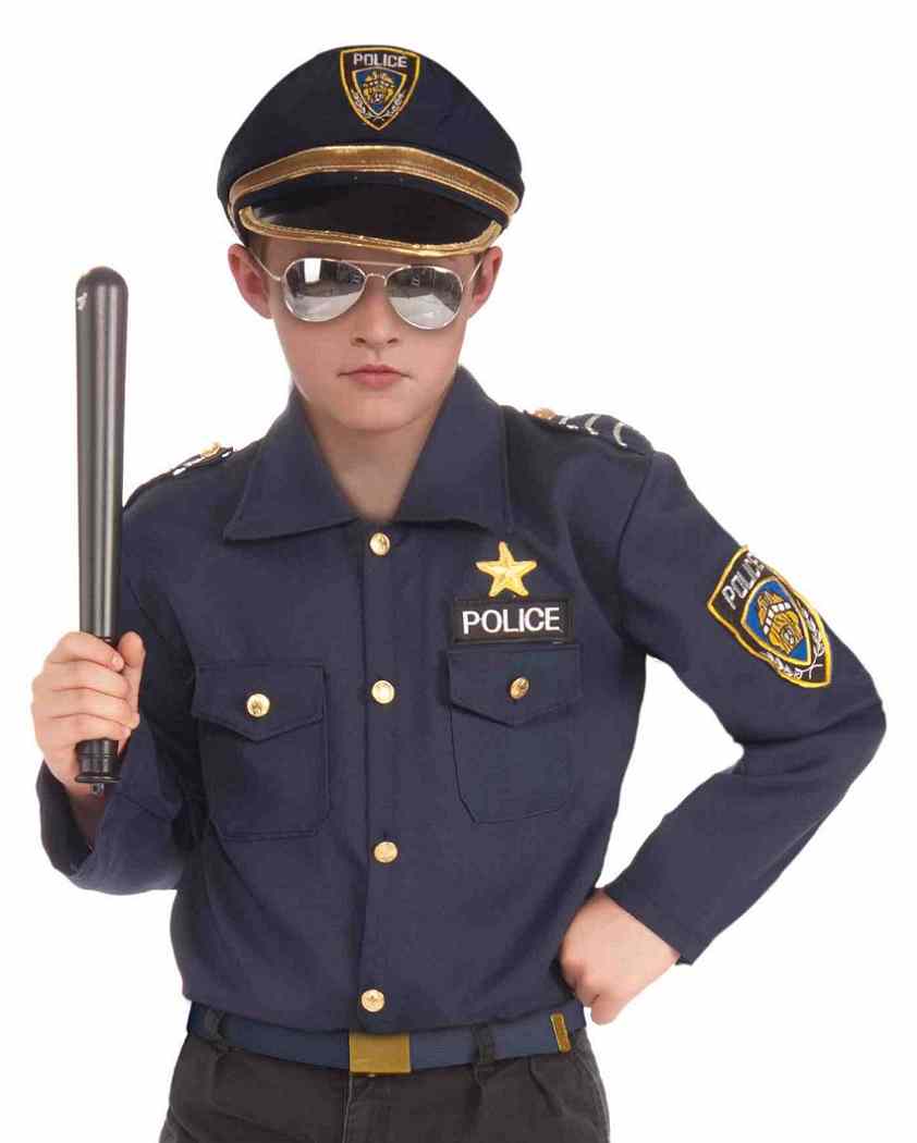 Instant Police Kit Cop Officer Shirt Hat Fancy Dress Up Halloween Child Costume - Picture 5 of 6