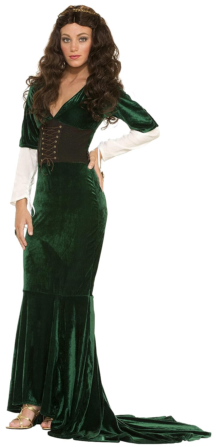 Revealing Renaissance Medieval Green Fancy Dress Up Halloween