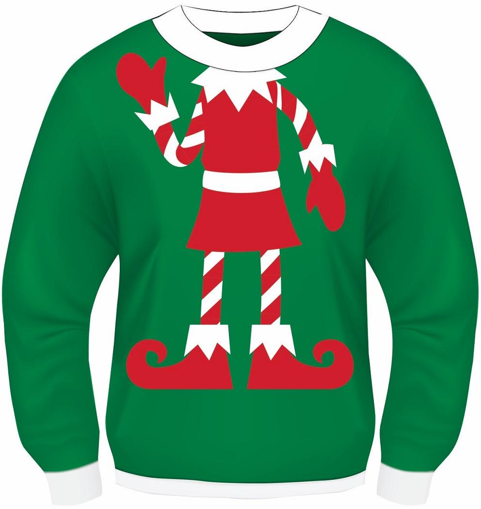 Elf Sweater Funny Christmas Holiday Ugly Fancy Dress Up Adult Costume Accessory - Picture 5 of 8
