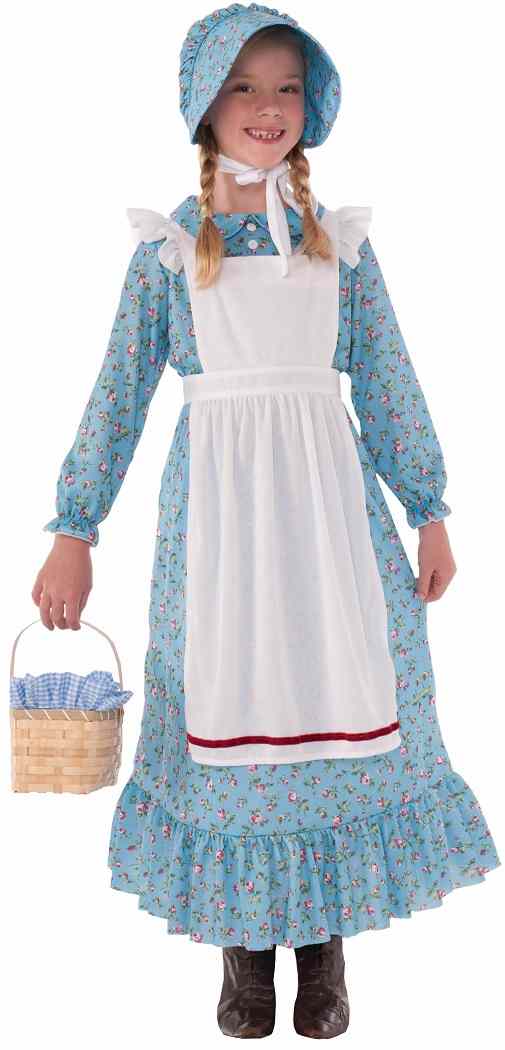 Pioneer Girl Colonial Prairie West Settler Fancy Dress Halloween Child Costume - Picture 1 of 8