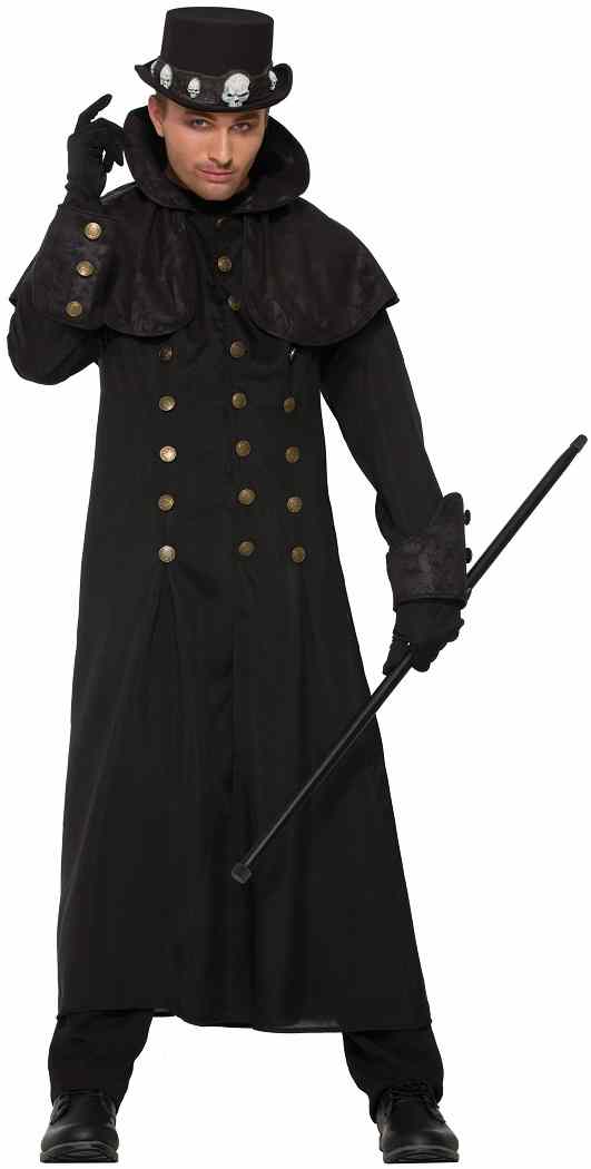 Warlock Coat Gothic Vampire Trench Fancy Dress Halloween Adult Costume Accessory - Bild 3 von 4