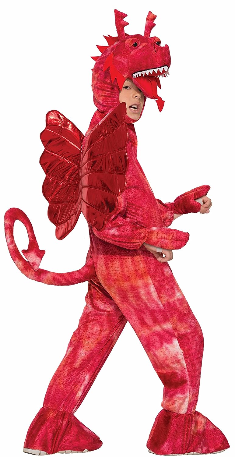 Red Dragon Plush Animal Dinosaur Fancy Dress Up Halloween Child Costume - Bild 1 von 4