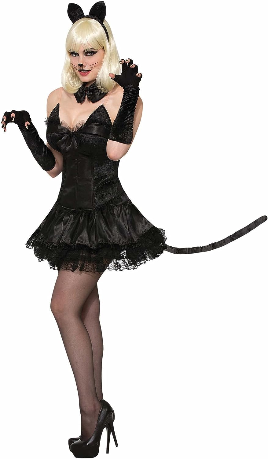 Miss Kitty Black Cat Woman Animal Fancy Dress Up Halloween Adult