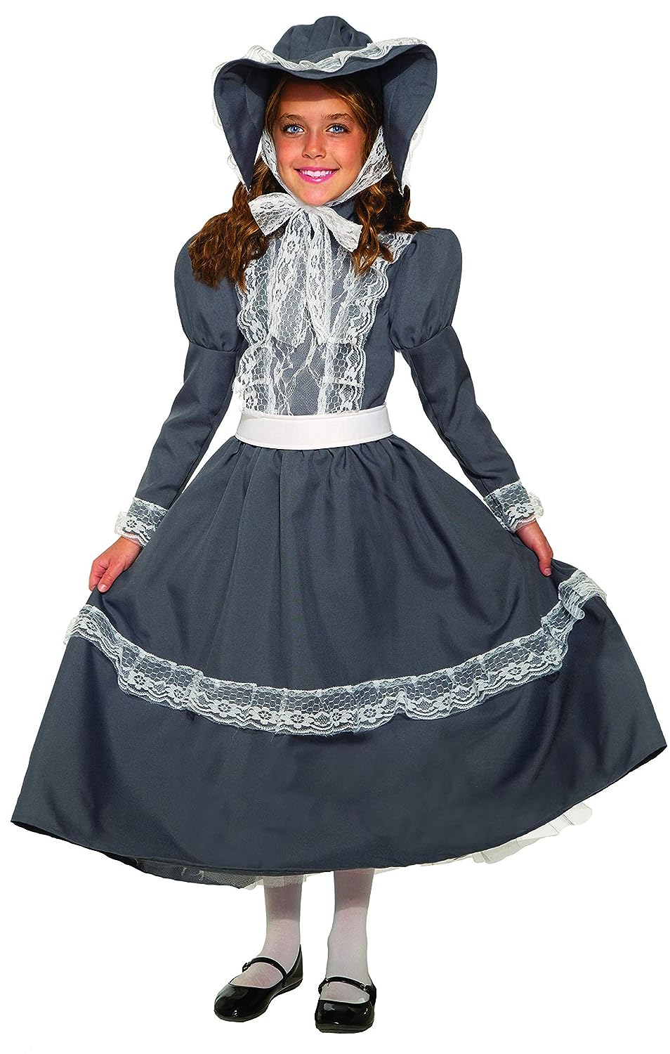 Prairie Girl Western Little House Gris Gris Elegante Vestido Halloween Niño Disfraz - Imagen 9 de 10