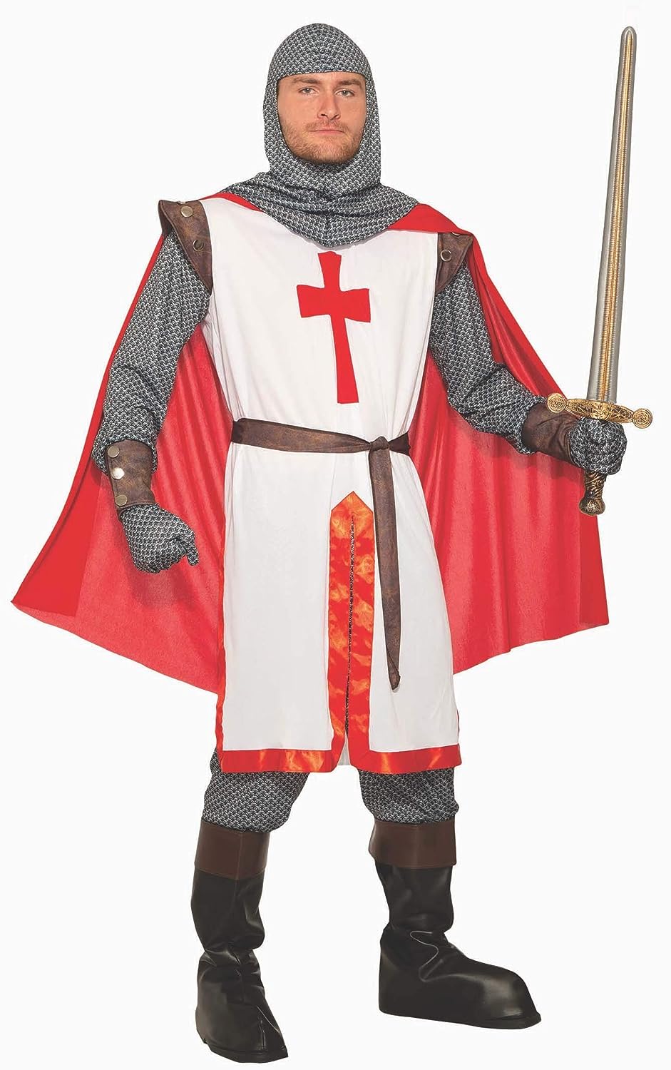 Crusader Knight Medieval Guard Warrior Fancy Dress Up Halloween Adult Costume - Picture 3 of 4