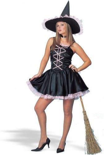 Sweet Witch Wicked Black Pink Sexy Fancy Dress Up Halloween Teen Adult Costume - Picture 5 of 6