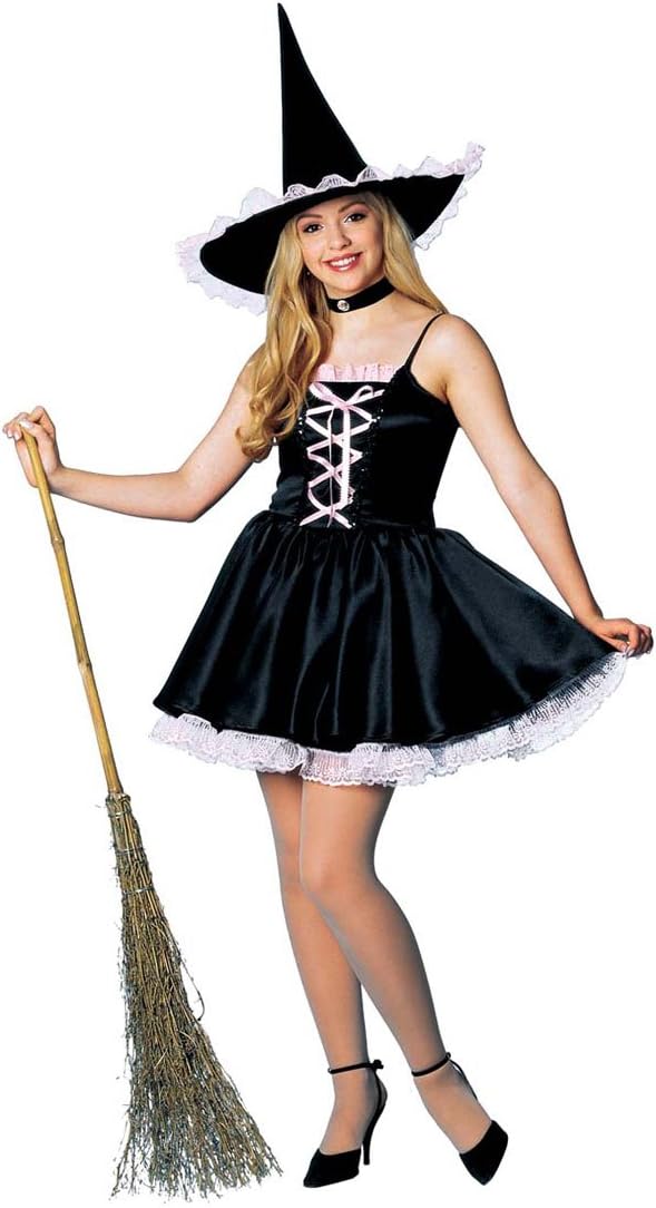 Sweet Witch Wicked Black Pink Sexy Fancy Dress Up Halloween Teen Adult Costume - Picture 3 of 6