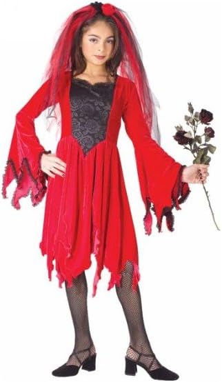 Velvety Devil Bride Demon Satan Red Fancy Dress Up Halloween Child Costume - Picture 7 of 8
