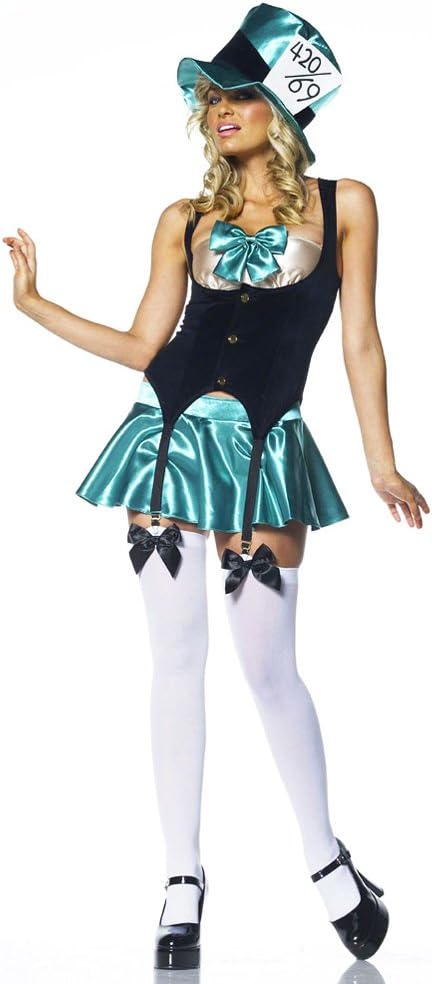 Tea Party Hostess Mad Hatter Wonderland Fancy Dress Halloween Sexy Adult Costume - Picture 7 of 8