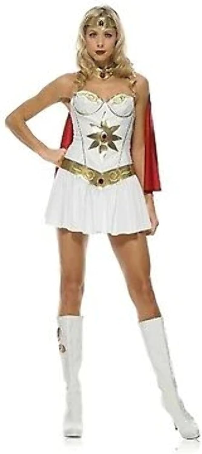 Super Hero White Sexy Superhero Girl Fancy Dress Up Halloween Adult Costume - Picture 3 of 6