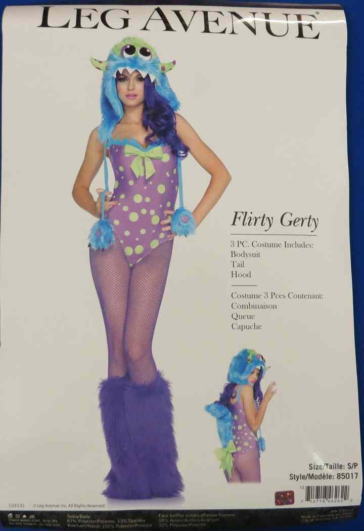 Fllirty Gerty pelziges Monster blau lila Kostüm Halloween sexy Erwachsenenkostüm - Bild 5 von 6
