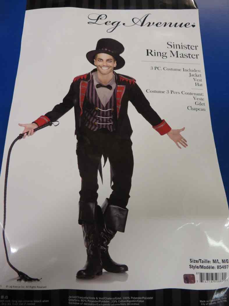 Sinister Ring Master Dark Carnival Circus Fancy Dress Up Halloween Adult Costume - Picture 3 of 6