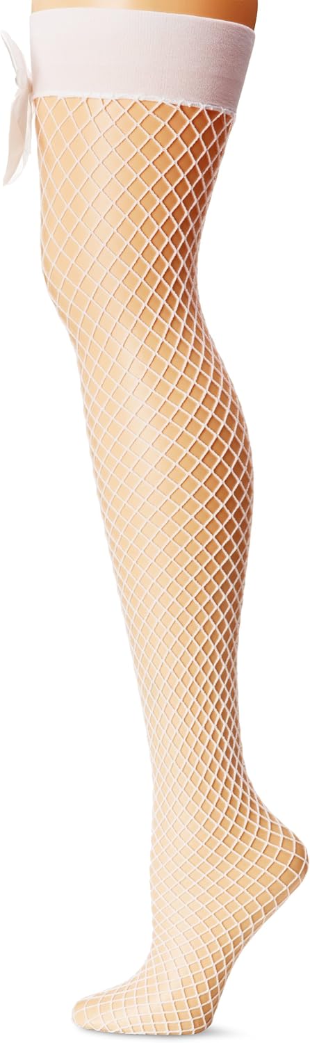 Industrial Net Thigh Highs Satin Bow Accent Fancy Dress Adult Costume Accessory - Picture 3 of 3