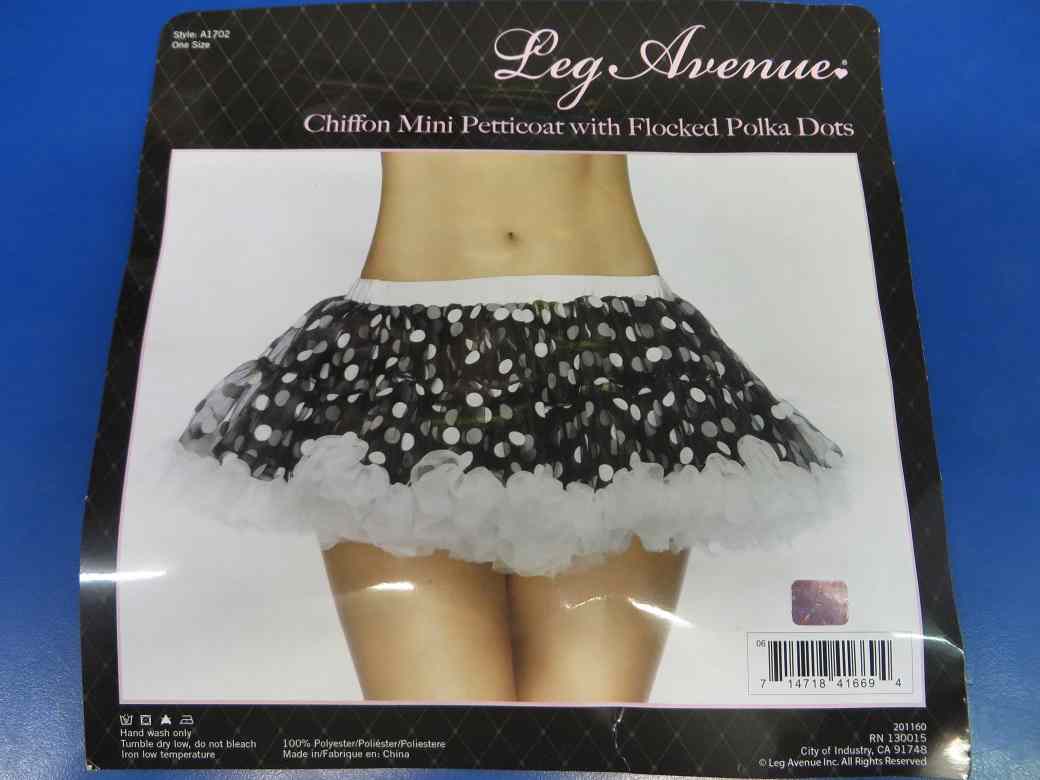 Chiffon Mini Petticoat w/Flocked Polka Dots Halloween Costume Accessory 2 COLORS
