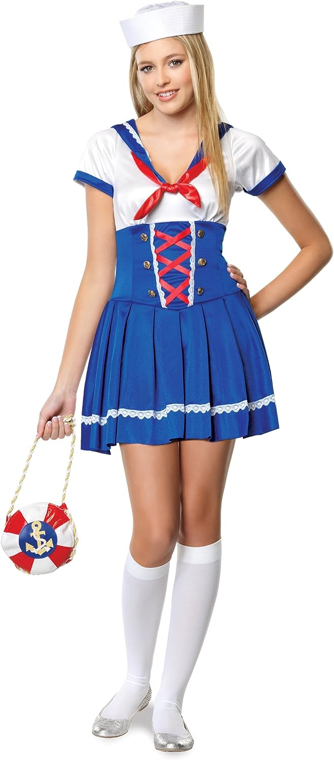 First Mate Sailor Navy Blue Cute Fancy Dress Up Halloween Junior Teen Costume - Picture 3 of 4