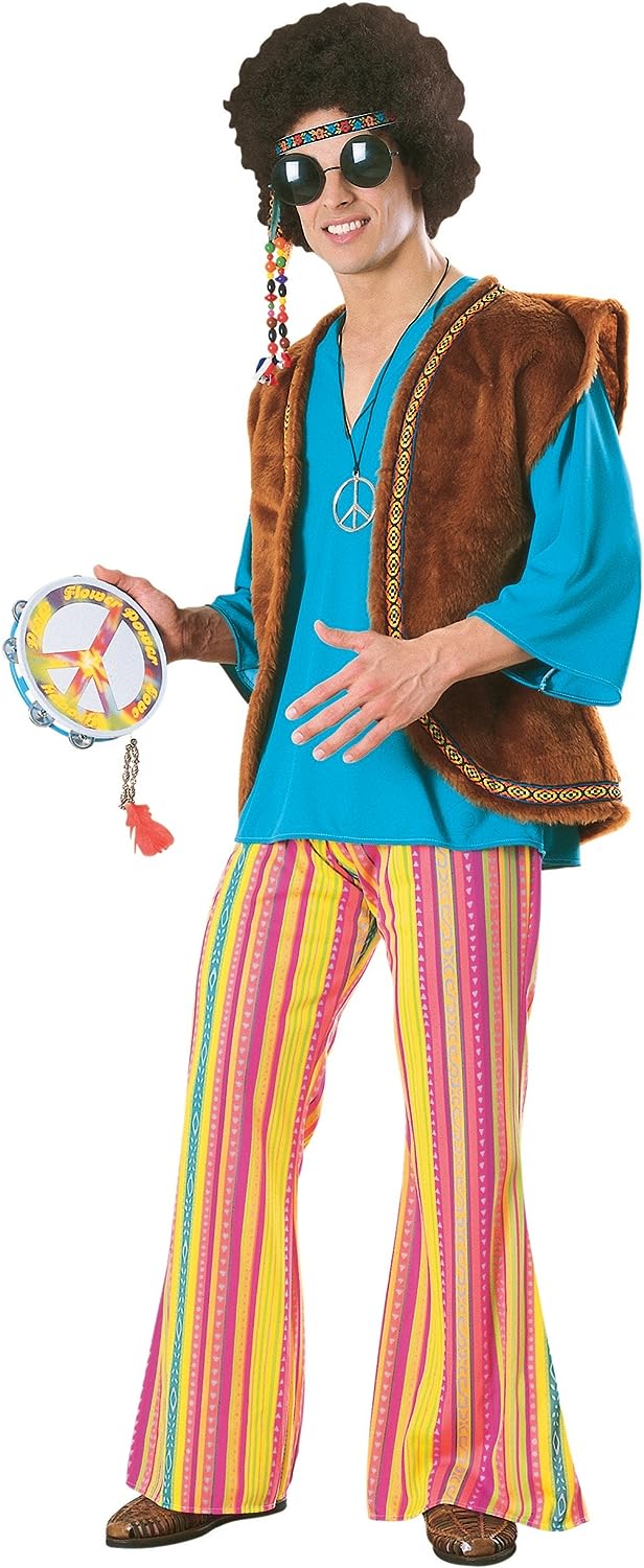 John Q. Woodstock 60's Hippie Groovy Man Fancy Dress Up Halloween Adult Costume - Picture 3 of 4