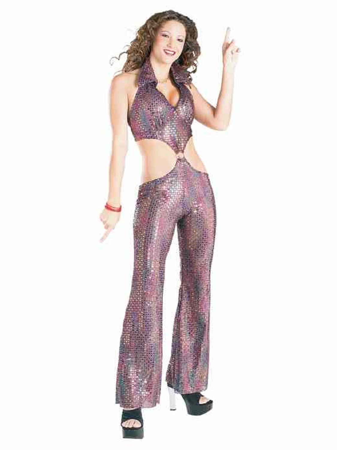 Disco Queen Fever Dancer 60's 70's Fancy Dress Up Halloween Sexy Adult Costume - Picture 5 of 6