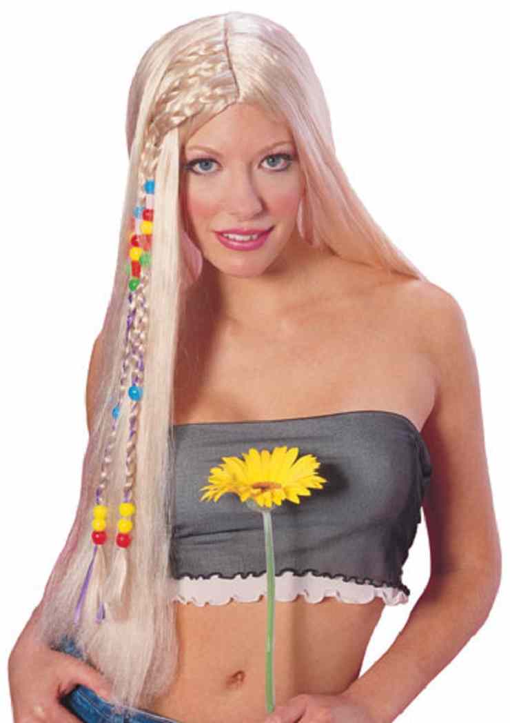 Long Hair Hippie Wig Groovy Woodstock Halloween Adult Costume Accessory 2 COLORS - Picture 2 of 2
