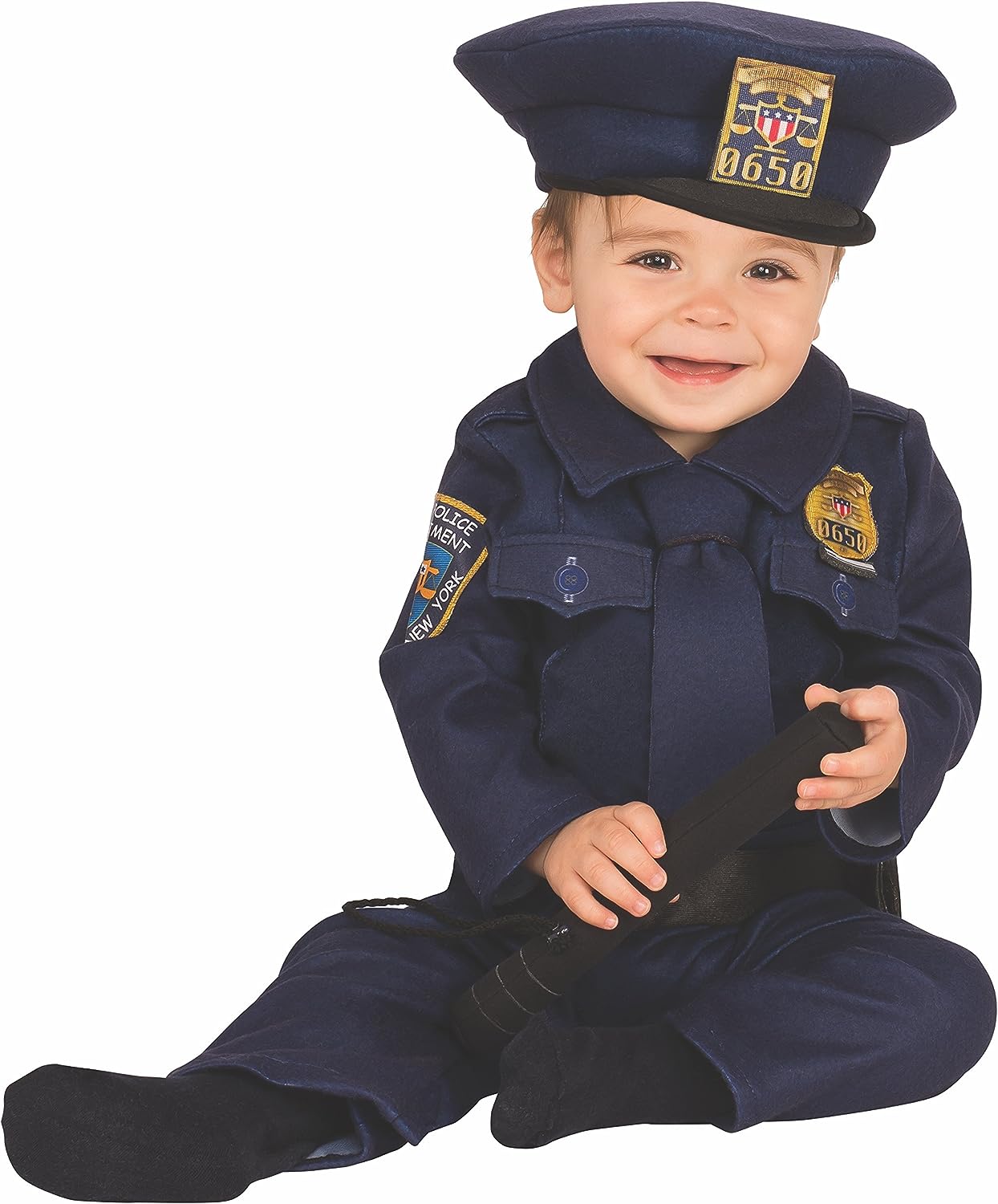 Police Officer Boy Cop Blue Cute Fancy Dress Up Halloween Toddler Child Costume - Picture 3 of 4
