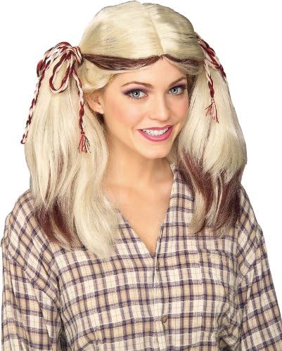 Farm Girl Wig Pigtails Fancy Dress Up Halloween Adult Costume Accessory 3 COLORS - Picture 2 of 3