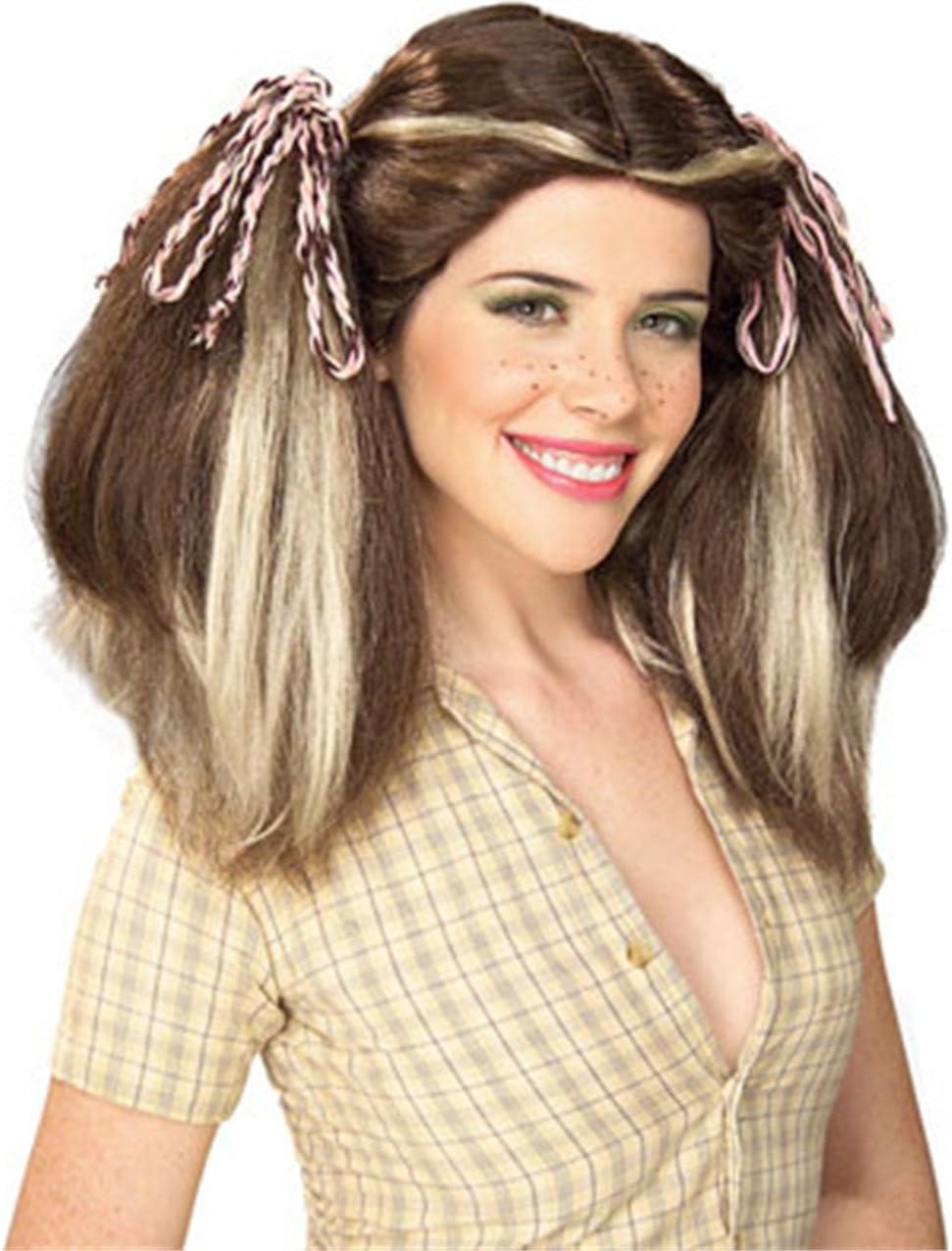 Farm Girl Wig Pigtails Fancy Dress Up Halloween Adult Costume Accessory 3 COLORS - Picture 3 of 3
