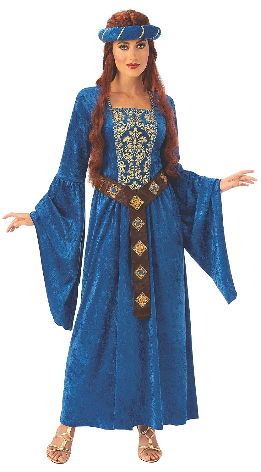 Medieval Maiden Blue Lady Princess Queen Fancy Dress Up Halloween Adult Costume - Picture 3 of 8
