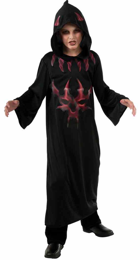 Evil Red Robe Devil Robe Black Red Gothic Grim Reaper Fancy Dress Up Halloween Child ...