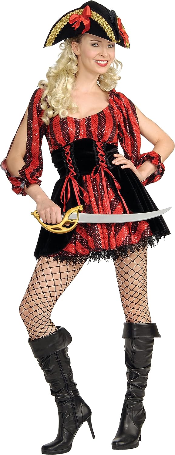 Sea Queen Pirate Wench Caribbean Fancy Dress Up Halloween Sexy Adult Costume - Picture 3 of 8