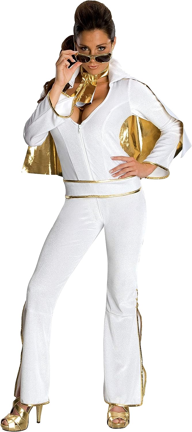 elvis presley ladies dresses Female Rock Star White Secret Wishes Fancy Dress Halloween Adult Costume ProductGroup:CDWFE028