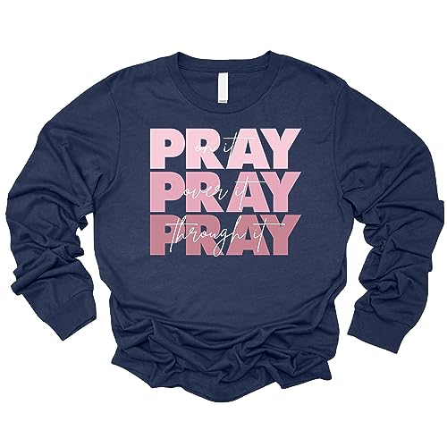 Love in Faith | Camiseta manga larga Pray On it | Camiseta cristiana gráfica - Imagen 12 de 12