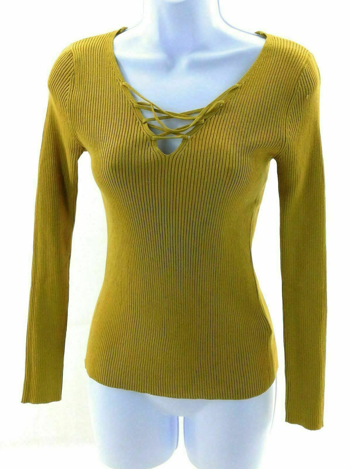 Ambiance Apparel Junior Langarm V-Ausschnitt gerippt Oberteil Freizeit Bluse Shirt - Bild 12 von 13