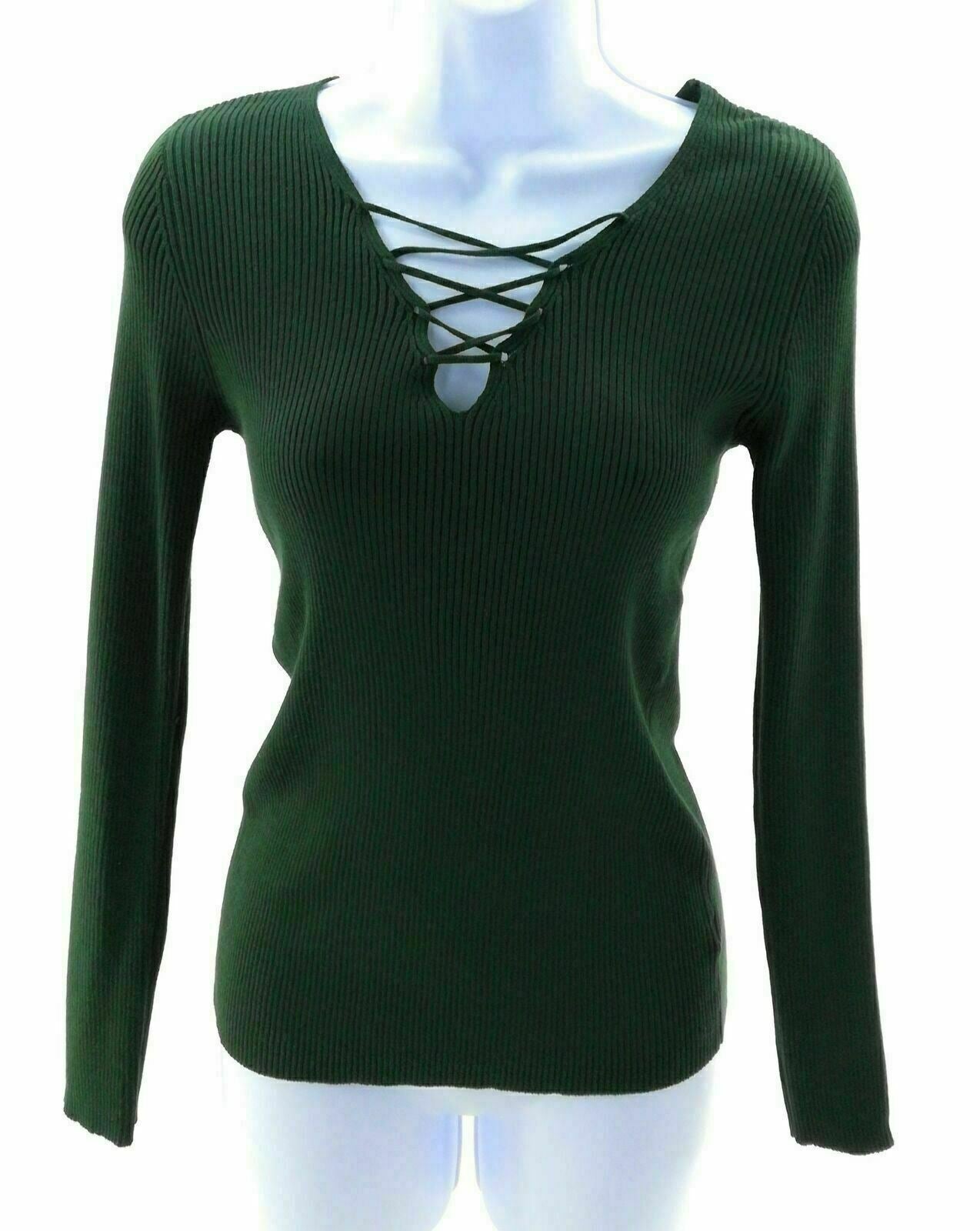 Ambiance Apparel Junior Langarm V-Ausschnitt gerippt Oberteil Freizeit Bluse Shirt - Bild 13 von 13