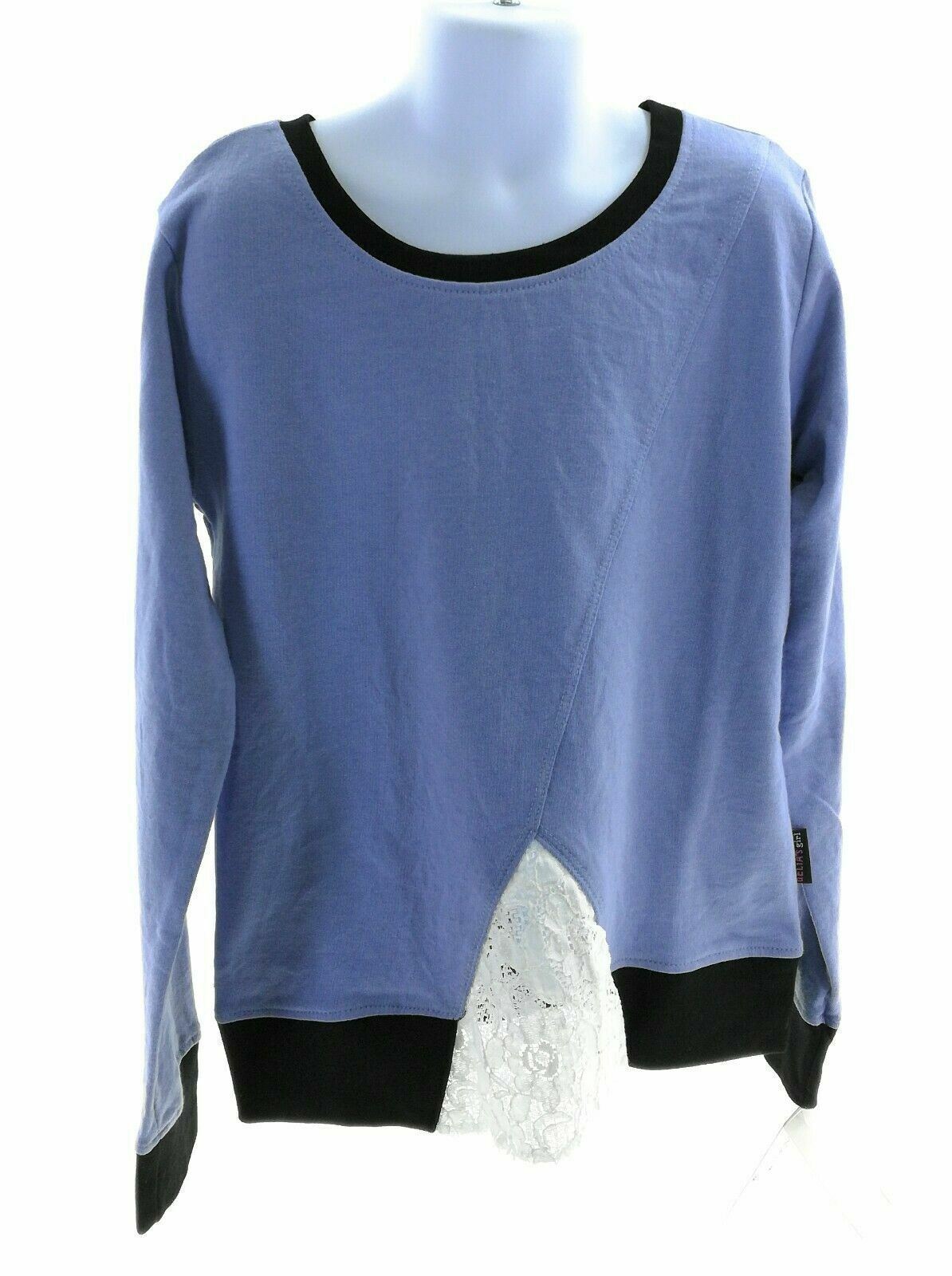 dELiA*s girl Girls Long Sleeve Shirt Crew Neck Crochet Accent Pullover Top - Picture 9 of 10