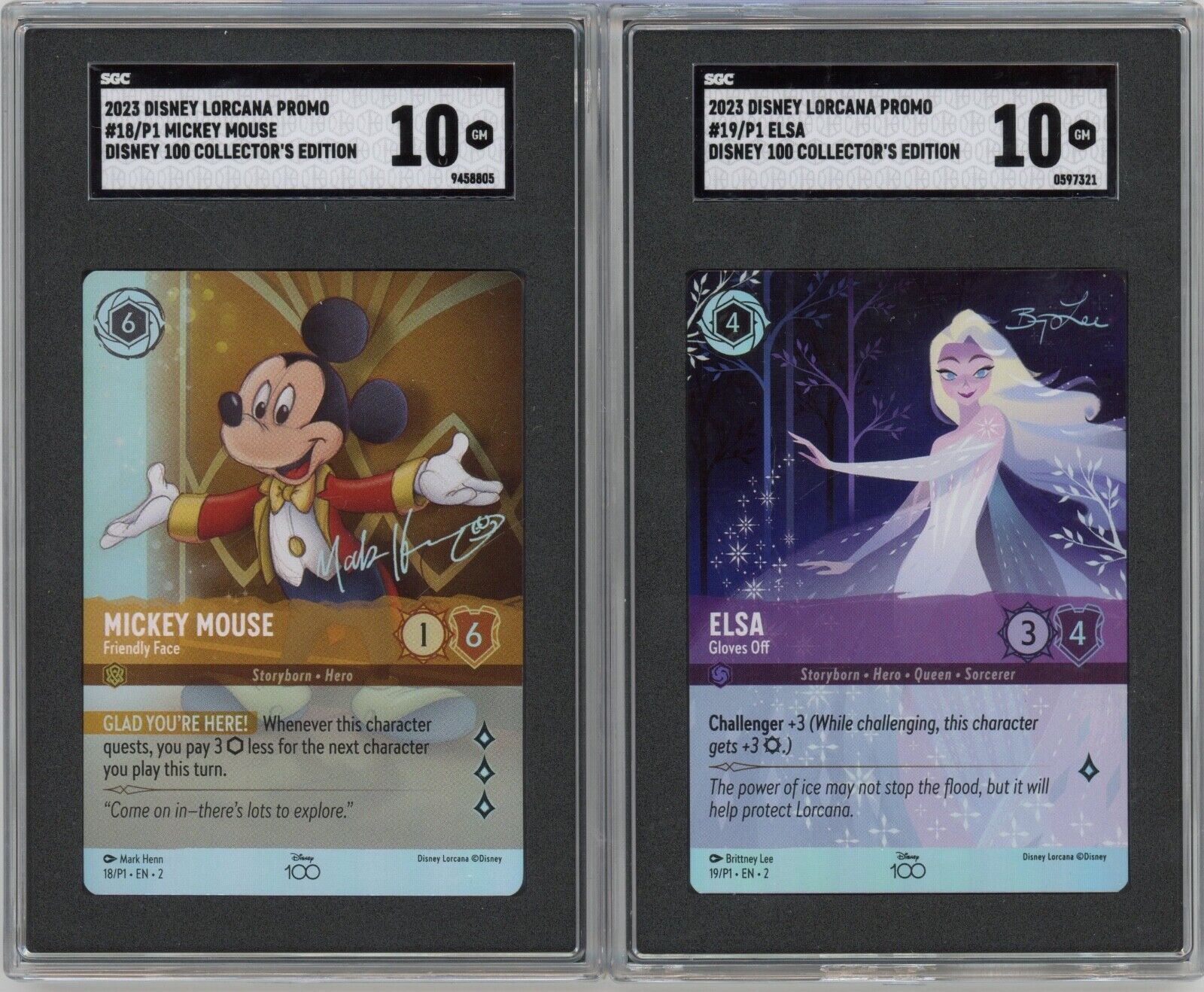 2023 Disney Lorcana D 100 Artist Signed 6 Card SET