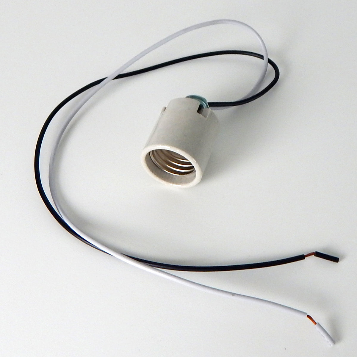 Medium Base Glazed Porcelain Socket w/ Hickey 18 or 30 Inch Leads